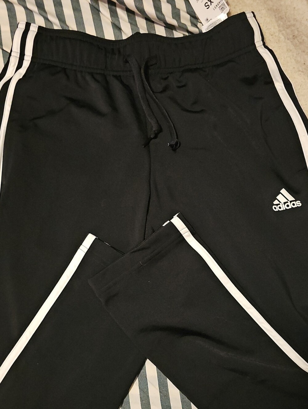 adidas Black Womens Joggers with White Side Stripes